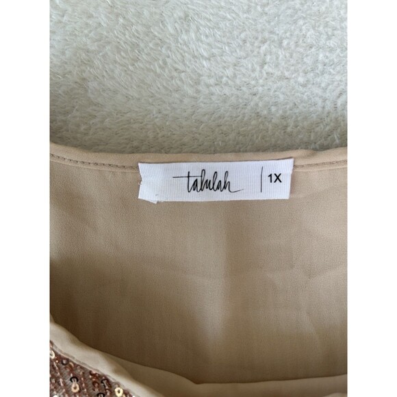 Tahlula Gold Sequined Top Cap Sleeve Size 1X Holiday Party Sparkle - Picture 5 of 8